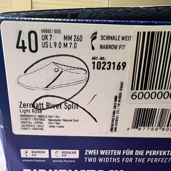 NWB Birkenstock Zermatt Shearling Slippers Light Rose Unisex Size EU40/W9/M7 - Picture 8 of 8